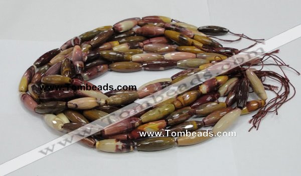 CMK48 15.5 inches 10*30mm faceted rice mookaite beads wholesale