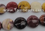 CMK87 15.5 inches 15mm flat round mookaite beads wholesale