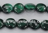 CMN100 15.5 inches 14mm flat round natural malachite beads wholesale