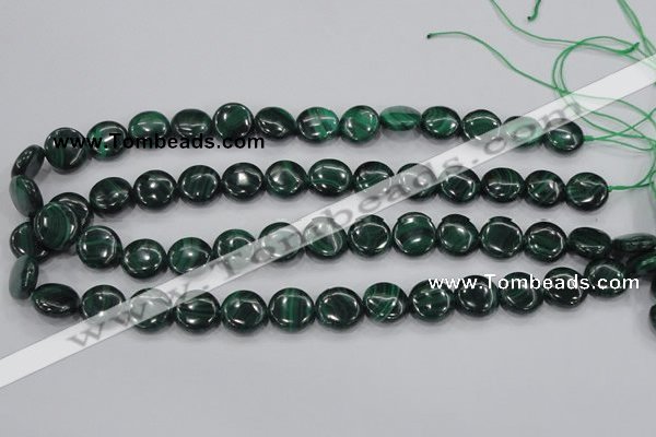 CMN100 15.5 inches 14mm flat round natural malachite beads wholesale