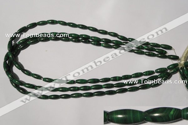 CMN211 15.5 inches 5*12mm rice natural malachite beads wholesale