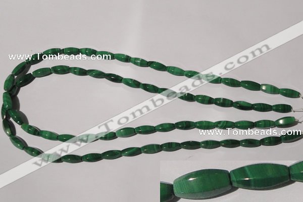 CMN224 15.5 inches 5*12mm faceted rice natural malachite beads