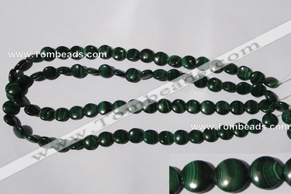 CMN252 15.5 inches 10mm flat round natural malachite beads wholesale