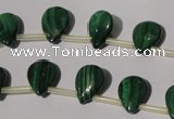 CMN320 Top-drilled 8*12mm flat teardrop natural malachite beads