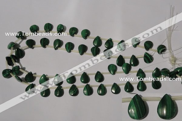 CMN320 Top-drilled 8*12mm flat teardrop natural malachite beads