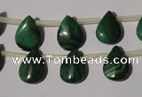 CMN321 Top-drilled 10*14mm flat teardrop natural malachite beads