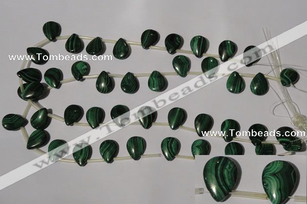 CMN322 Top-drilled 12*16mm flat teardrop natural malachite beads