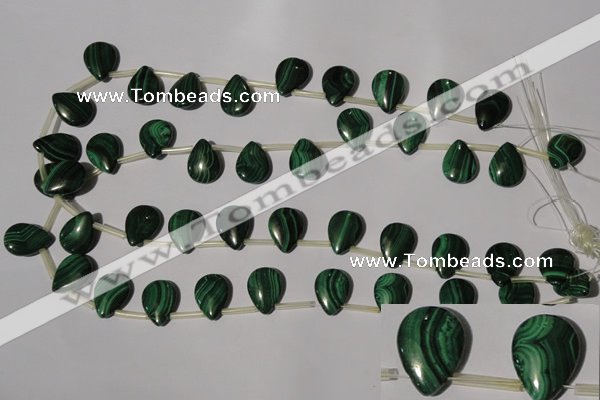 CMN323 Top-drilled 13*18mm flat teardrop natural malachite beads