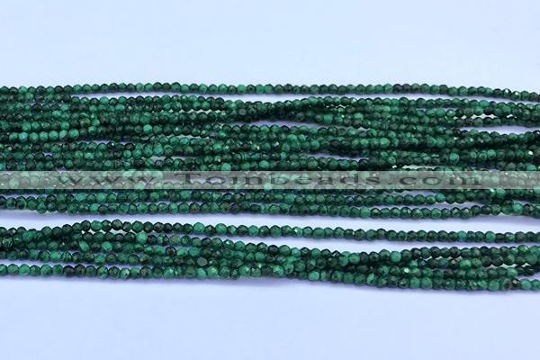 CMN450 15 inches 2mm faceted round malachite beads