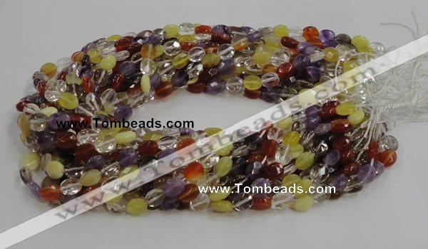 CMQ01 15.5 inches 6*8mm faceted oval multicolor quartz beads