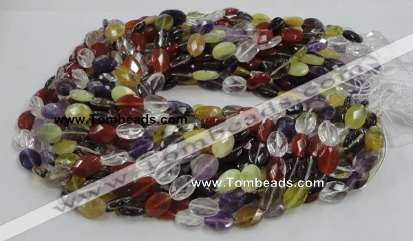 CMQ03 15.5 inches 10*14mm faceted oval multicolor quartz beads