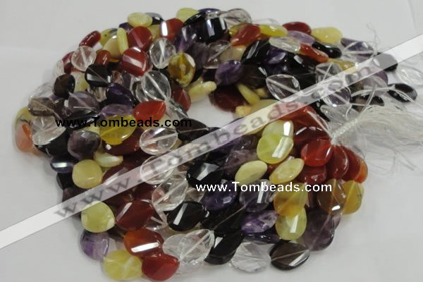 CMQ08 15*20mm twisted faceted teardrop multicolor quartz beads