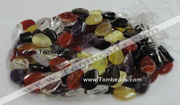 CMQ09 18*25mm twisted faceted teardrop multicolor quartz beads