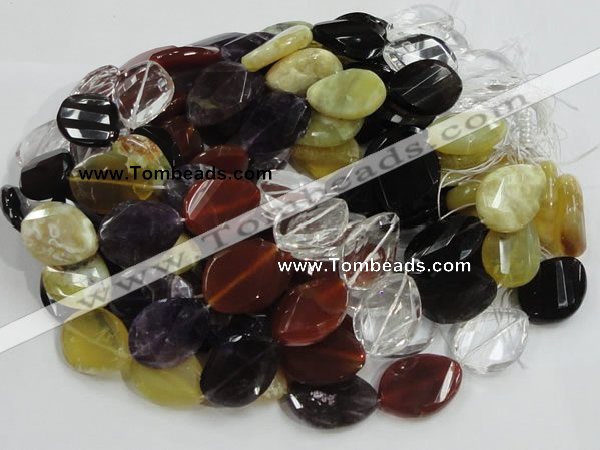 CMQ10 20*30mm twisted faceted teardrop multicolor quartz beads