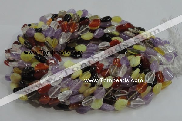 CMQ11 10*14mm twisted flat teardrop multicolor quartz beads