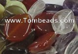 CMQ12 15*20mm twisted flat teardrop multicolor quartz beads