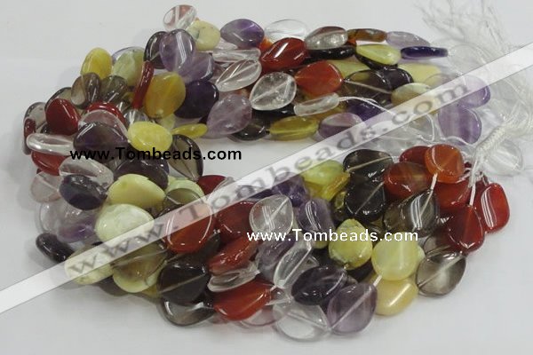 CMQ12 15*20mm twisted flat teardrop multicolor quartz beads