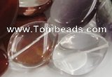 CMQ15 20*30mm twisted flat teardrop multicolor quartz beads