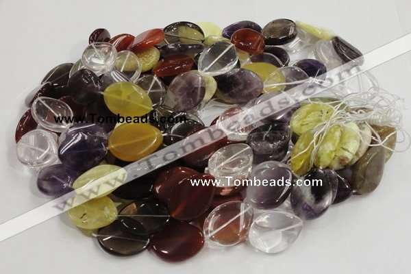 CMQ15 20*30mm twisted flat teardrop multicolor quartz beads