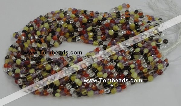 CMQ16 15.5 inches 6mm faceted coin multicolor quartz beads