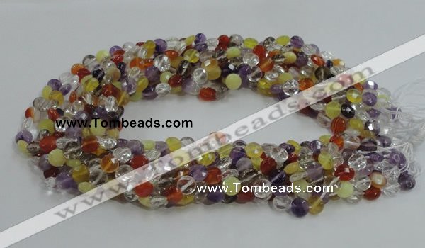 CMQ17 15.5 inches 8mm faceted coin multicolor quartz beads