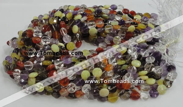 CMQ18 15.5 inches 10mm faceted coin multicolor quartz beads