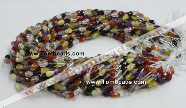 CMQ19 15.5 inches 6*9mm faceted teardrop multicolor quartz beads