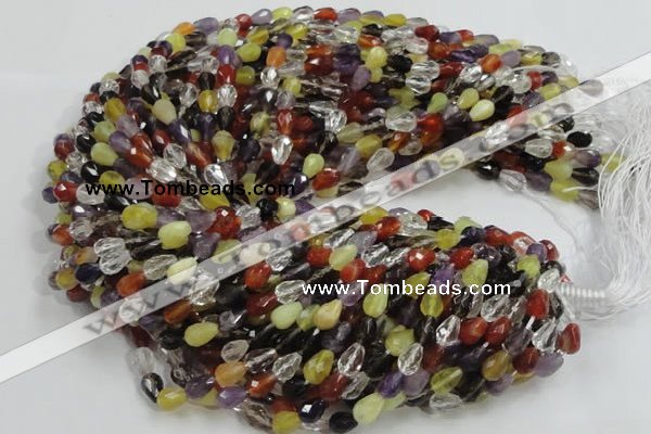 CMQ20 15.5 inches 8*10mm faceted teardrop multicolor quartz beads