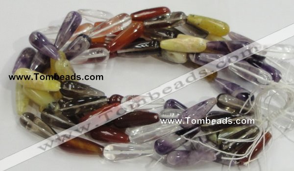 CMQ23 15.5 inches 10*30mm teardrop multicolor quartz beads