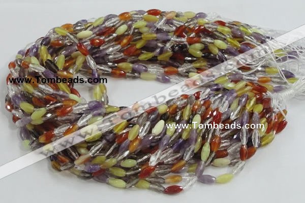 CMQ24 15.5 inches 5*10mm faceted rice multicolor quartz beads