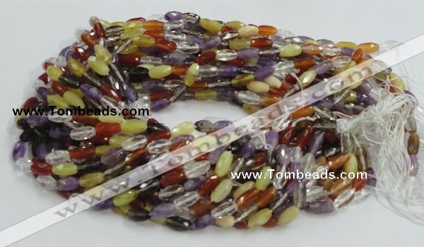 CMQ25 15.5 inches 6*12mm faceted rice multicolor quartz beads