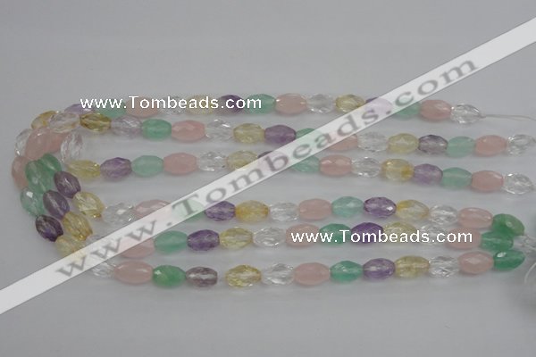 CMQ250 15.5 inches 8*12mm faceted rice multicolor quartz beads