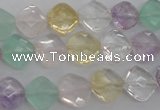 CMQ254 15.5 inches 10*10mm faceted diamond multicolor quartz beads