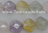 CMQ255 15.5 inches 14*14mm faceted diamond multicolor quartz beads