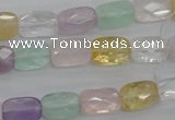 CMQ257 15.5 inches 8*12mm faceted rectangle multicolor quartz beads