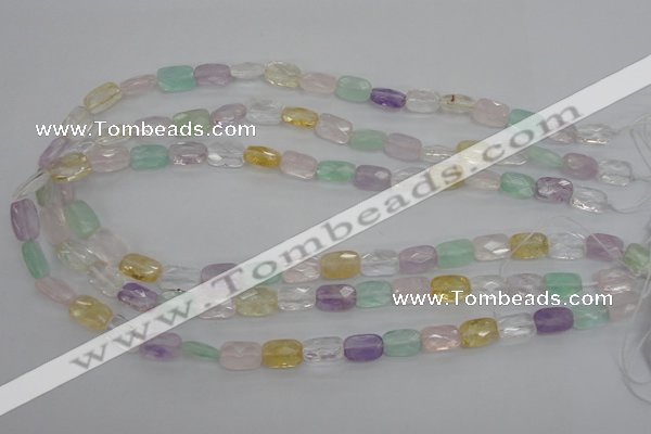 CMQ257 15.5 inches 8*12mm faceted rectangle multicolor quartz beads