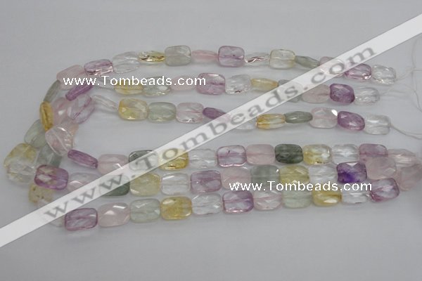 CMQ258 15.5 inches 10*14mm faceted rectangle multicolor quartz beads