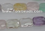 CMQ259 15.5 inches 12*16mm faceted rectangle multicolor quartz beads