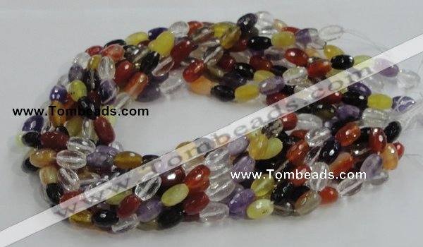 CMQ26 15.5 inches 8*12mm faceted rice multicolor quartz beads