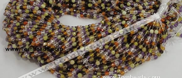 CMQ30 15.5 inches 4mm faceted round multicolor quartz beads