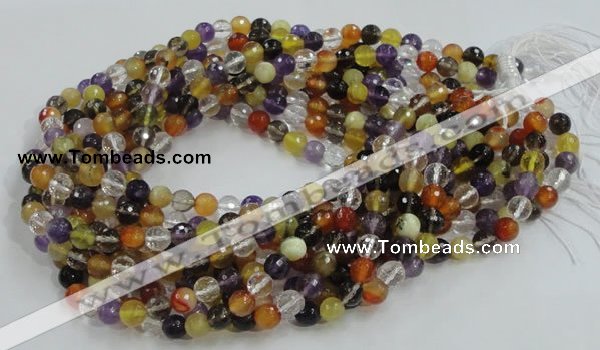 CMQ32 15.5 inches 8mm faceted round multicolor quartz beads