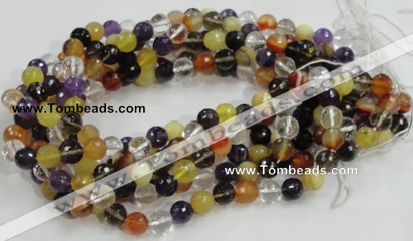 CMQ33 15.5 inches 10mm faceted round multicolor quartz beads