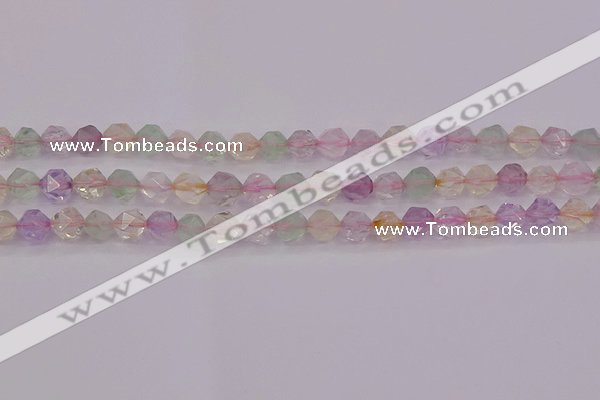 CMQ367 15.5 inches 8mm faceted nuggets mixed quartz beads