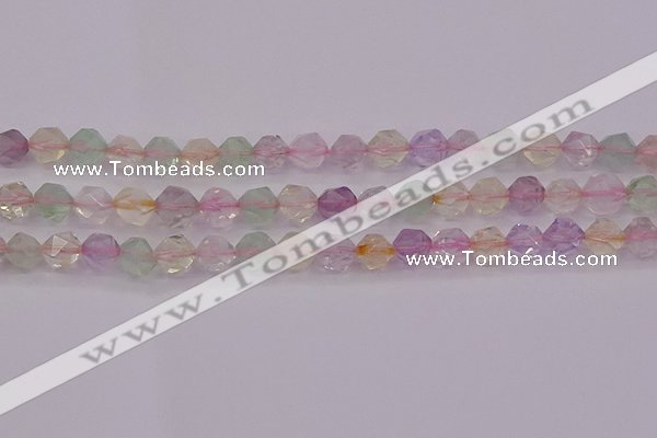 CMQ368 15.5 inches 10mm faceted nuggets mixed quartz beads