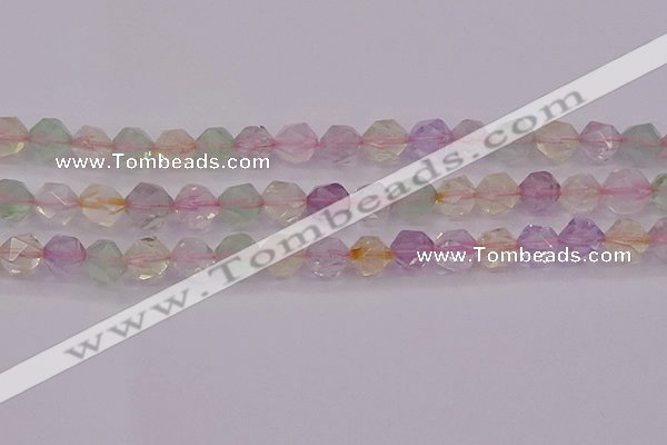 CMQ369 15.5 inches 12mm faceted nuggets mixed quartz beads