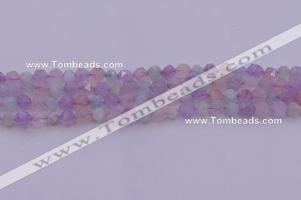 CMQ381 15.5 inches 6mm faceted nuggets mixed quartz beads