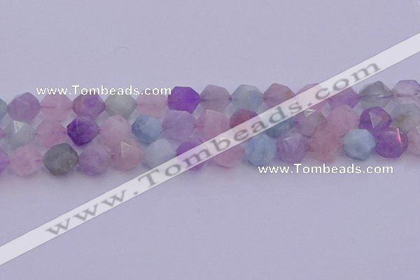 CMQ383 15.5 inches 10mm faceted nuggets mixed quartz beads