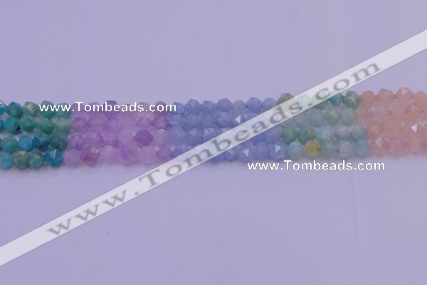 CMQ391 15.5 inches 6mm faceted nuggets mixed quartz beads