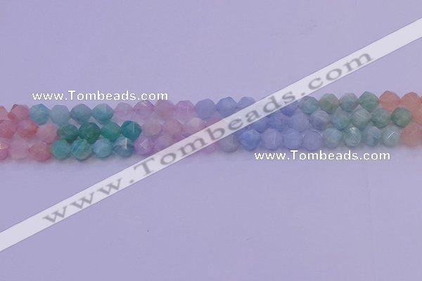 CMQ392 15.5 inches 8mm faceted nuggets mixed quartz beads