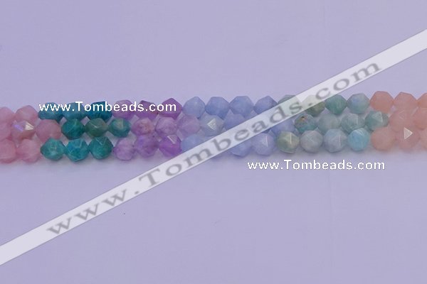 CMQ393 15.5 inches 10mm faceted nuggets mixed quartz beads